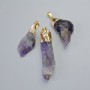 Pendant Raw Amethyst, gold-tone metal, assorted diameter from 37x10mm to 53x16mm+