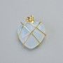 Pendant "Heart" Moonstone in Gold-Tone Wire Wrap, diameter 20x20mm+-, length 30mm+