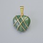 Pendant "Heart" Moss Agate in Gold-Tone Wire Wrap, diameter 20x20mm+-, length 30mm+