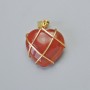 Clearance! Pendant "Heart" Carnelian in Gold-Tone Wire Wrap, diameter 20x20mm+-, length 30mm+