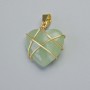 Pendant "Heart" Jade in Gold-Tone Wire Wrap, diameter 20x20mm+-, length 30mm+