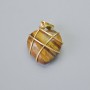 Pendant "Heart" Tiger's Eye in golden weave, diameter 20x20mm ±, length 30mm ±