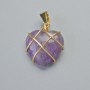 Pendant 'Heart' Amethyst in golden wire wrap, diameter 20×20mm±, length 30mm±