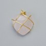 Pendant "Heart" Rose Quartz in golden wire-wrapped, diameter 20x20mm±, length 30mm±