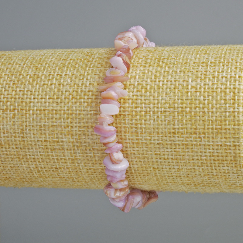 Tinted Lilac Mother-of-Pearl Chip Bracelet, diameter 7x2mm+/-, length 18cm+/- (stretch)