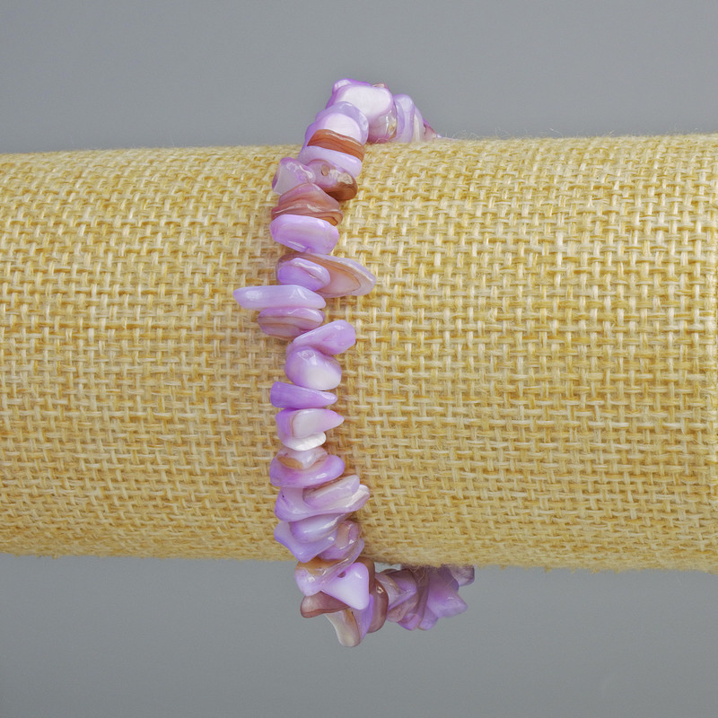 Tinted Purple Mother-of-Pearl Chip Bracelet, diameter 7x2mm+/-, length 18cm+/- (stretch)
