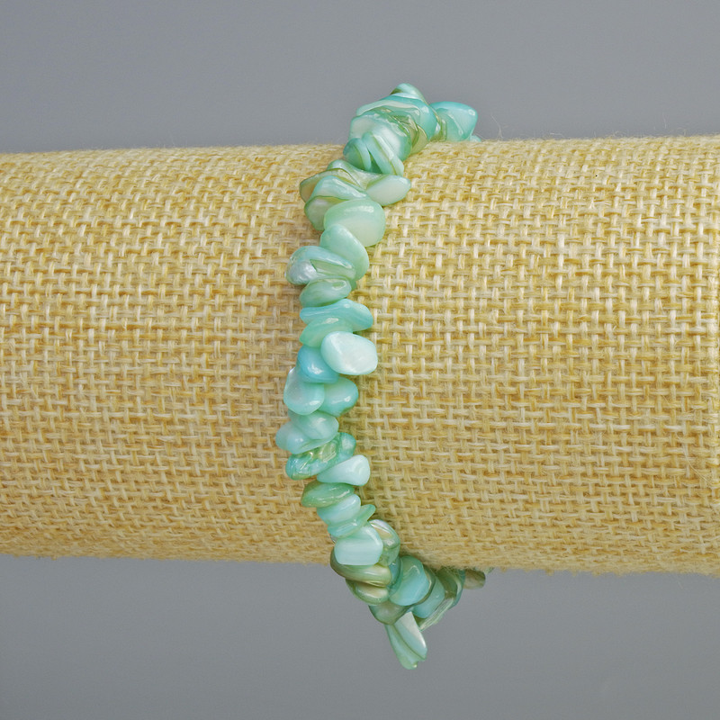 Tinted Blue Mother-of-Pearl Chip Bracelet, diameter 7x2mm+-, length 18cm+- (stretch)