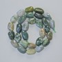 Moss Agate Beads natural stone tumbled, diameter 10x15mm+-, length 40cm+- on a thread