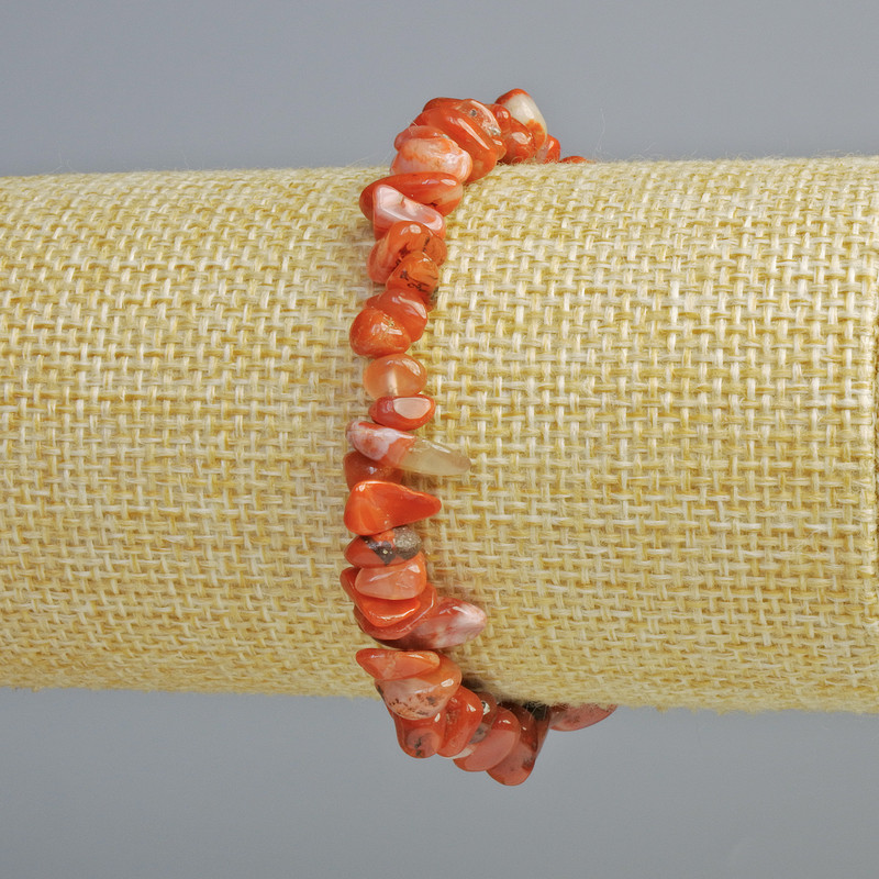 Carnelian natural stone chip bracelet, 8x4mm+-, 18cm length+- (stretched)