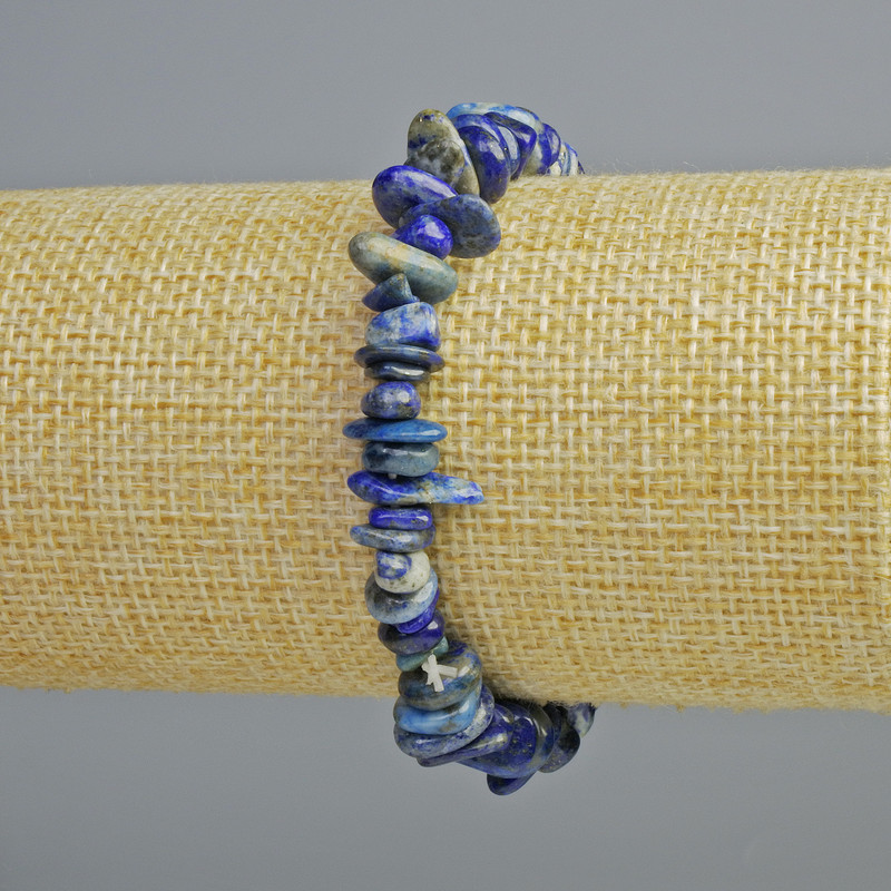 Lapis Lazuli Natural Stone Chip Bracelet, 8×3 mm+-, 18 cm long (stretch)