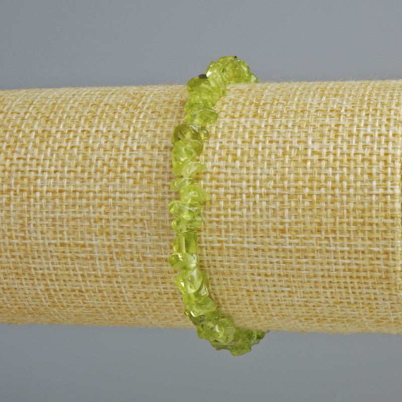 Chrysolite Bracelet natural stone chip, diameter 6x4mm+-, length 18cm+- (stretch)