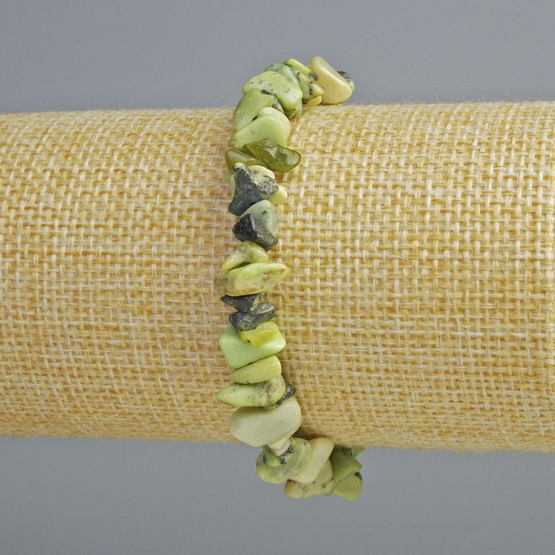 Serpentine Bracelet natural stone chip, diameter 8x4mm+-, length 18cm+- (stretch)
