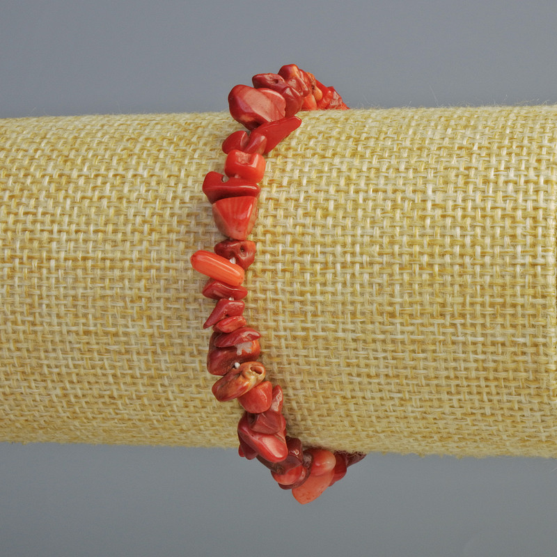 Coral Bracelet natural chip, diameter 7x3mm+-, length 18cm+- (stretch)