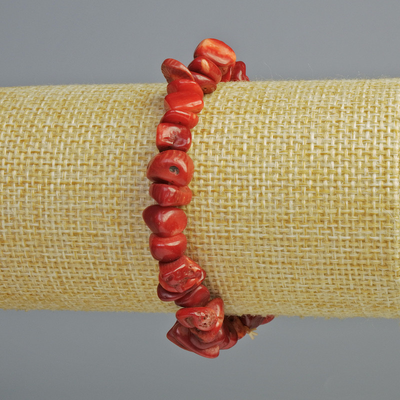 Coral Bracelet natural chip, diameter 10x4mm+-, length 18cm+- (stretch)