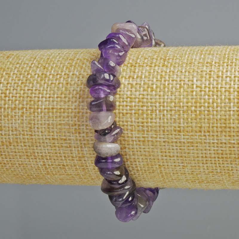 Amethyst Bracelet natural stone chip, diameter 11x4mm+-, length 18cm+- (stretch)