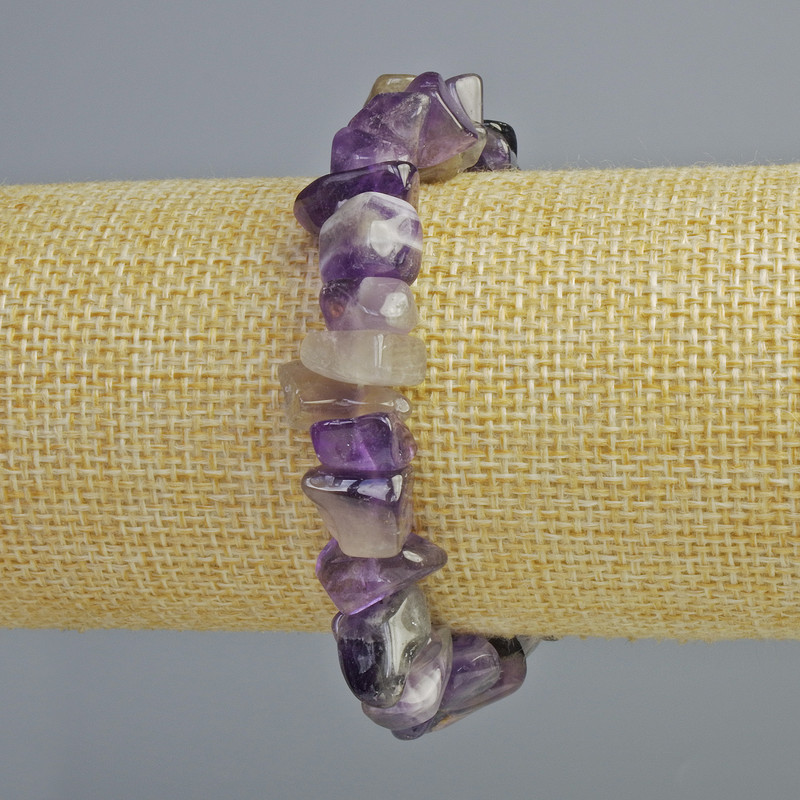 Amethyst Bracelet natural stone chip, diameter 10x3mm+-, length 18cm+- (stretch)