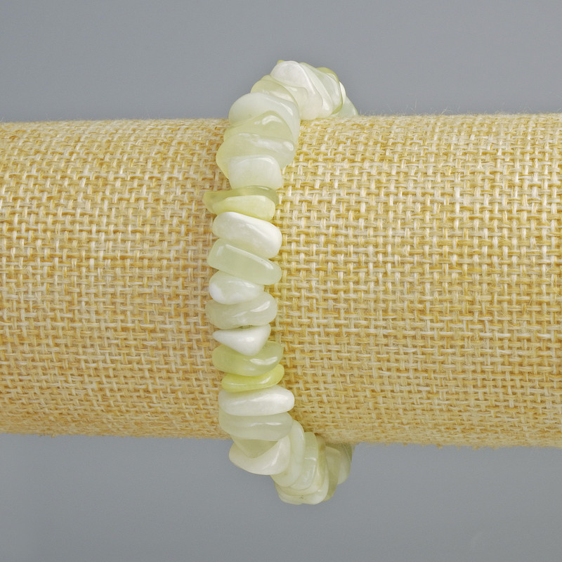 Jadeite Natural Stone Chip Bracelet, 10x3mm+/- Diameter, 18cm+/- Length (Stretch)