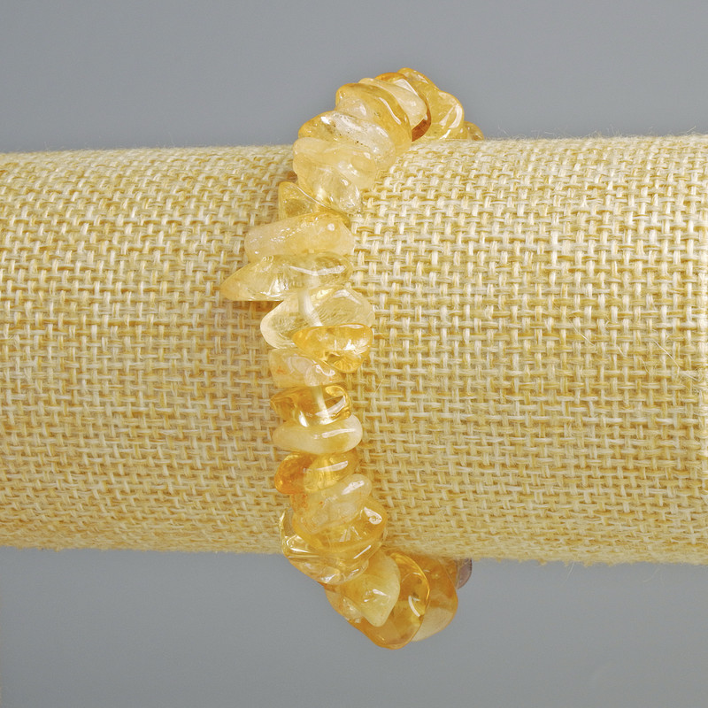 Citrine Natural Stone Chip Bracelet, 11.5x4mm+/- Diameter, 18cm+/- Length (Stretch)