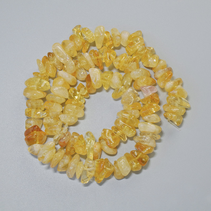 Citrine Natural Stone Chip Beads, 11.5x4mm+/- Diameter, 40cm+/- Length on Fishing Line
