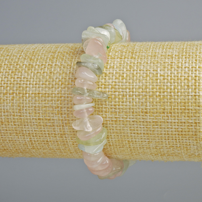 Morganite Natural Stone Chip Bracelet, 12x4mm+/- Diameter, 18cm+/- Length (Stretch)