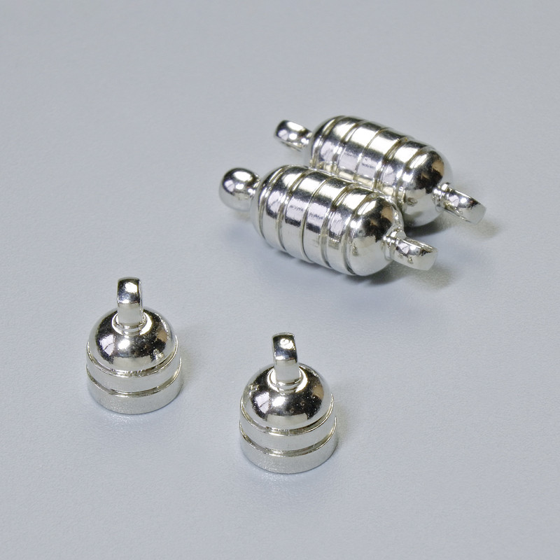 Magnetic Clasp Finding, 15x5.5mm Diameter, Silver-Coloured Metal, 1pc