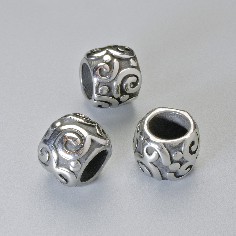 Jewellery Findings Insert Bead, diameter 7.5x9.5mm +/-, hole diameter 5.2mm, silver-tone metal, 1pc