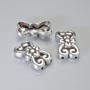 Jewellery Findings Insert Bead for 2 Strands, diameter 18.5x11mm +/-, hole diameter 1.3mm, silver-tone metal, 4pcs