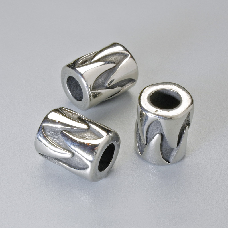 Bead spacer finding, diameter 12x9.5mm+/-, hole diameter 5mm, silver-coloured metal, 1pc