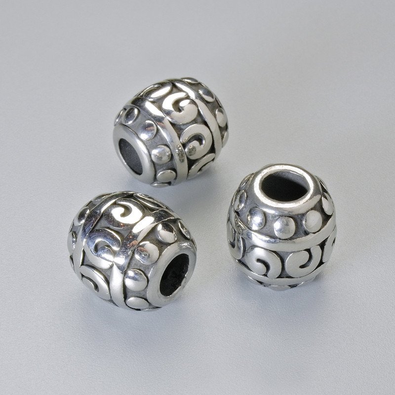 Bead spacer finding, diameter 11x11mm+/-, hole diameter 4.2mm, silver-coloured metal, 1pc