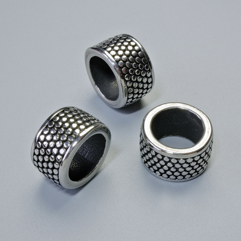 Bead spacer finding, diameter 7x12mm+/-, hole diameter 8.2mm, silver-coloured metal, 1pc