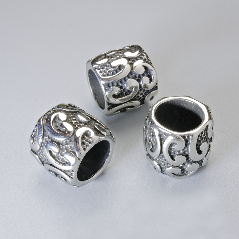 Bead spacer finding, diameter 12x13mm+/-, hole diameter 8.4mm, silver-coloured metal, 1pc
