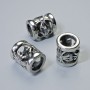 Bead spacer finding, diameter 12.5x10mm+/-, hole diameter 6.6mm, silver-coloured metal, 1pc