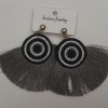 Tassel Stud Earrings, Grey, length 8cm, gold-tone metal