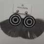 Tassel Stud Earrings, Grey, length 8cm, gold-tone metal
