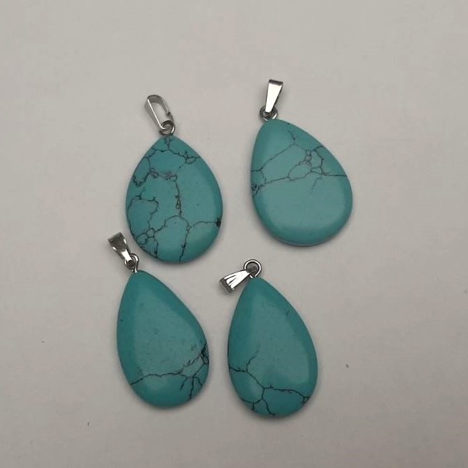 Turquoise Pendant (Artificial) Drop 28x15.5mm +