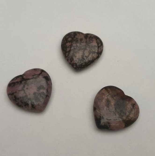 Rhodonite Souvenir Stone in Heart Shape 30x30x9.5(+/-)mm