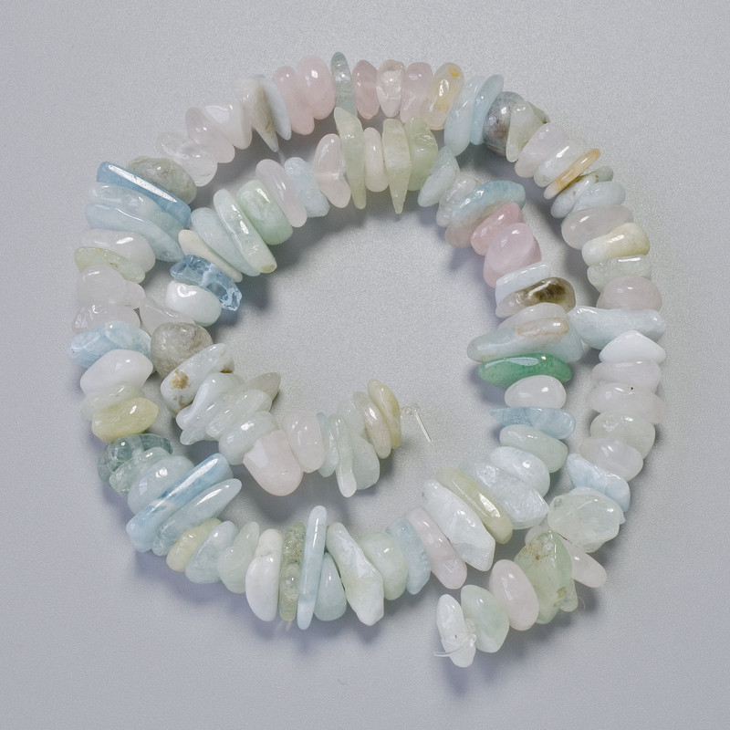 Beads Morganite Natural Stone Chip, diameter 12x4mm+/-, length 38cm+/- on fishing line