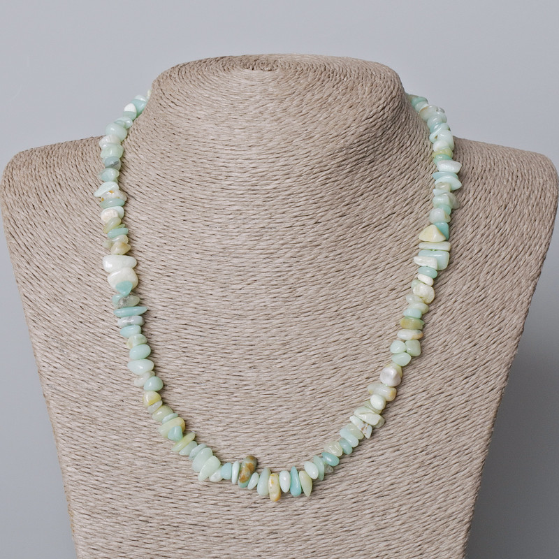 Amazonite Necklace, natural stone chips, diameter 7x3mm+/-, length 45-48cm+