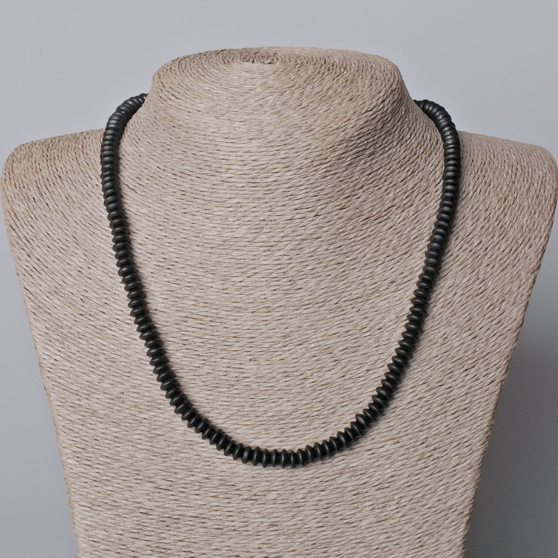 Shungite (Artificial) Necklace Smooth Rondelle, Diameter 6x3mm+/-, Length 45-48cm+