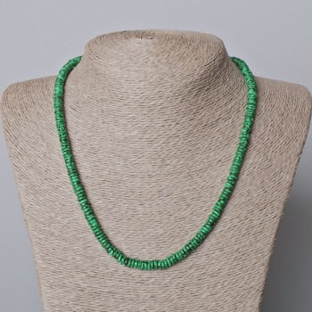 Malachite (Pressed) Necklace Smooth Rondelle, Diameter 6x2mm+/-, Length 45-49cm+