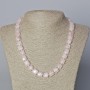 Rose Quartz Necklace Natural Stone Faceted Rectangle, 9x10x5mm+-, Length 45-49cm+