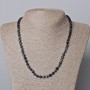 Hawk's Eye Necklace, Natural Stone Faceted Cube, Diameter 5mm+/-, Length 45-49cm+