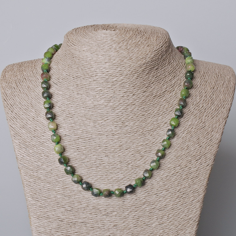 Zoisite Necklace Natural Stone Faceted Cube, Diameter 7mm+-, Length 45-49cm+