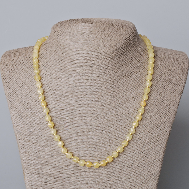 Necklace Citrine Natural Stone Faceted Cube, diameter 5.5mm+-, length 45-49cm+