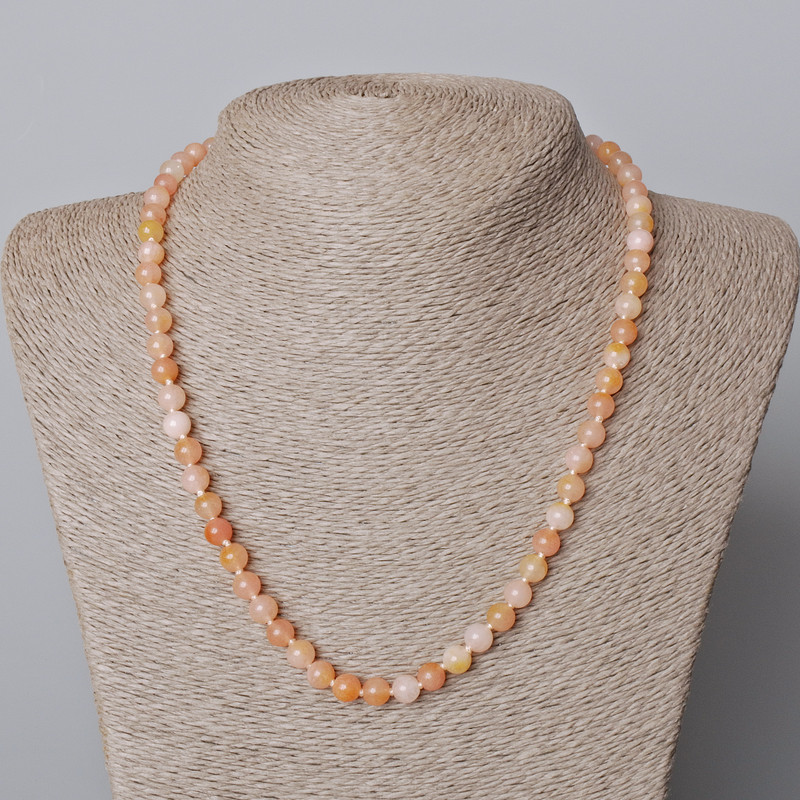 Toned Quartz Necklace, smooth round beads, diameter 6.5mm+/-, length 45-48cm+