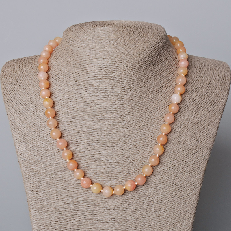 Toned Quartz Necklace, smooth round beads, diameter 8.5mm+/-, length 45-48cm+