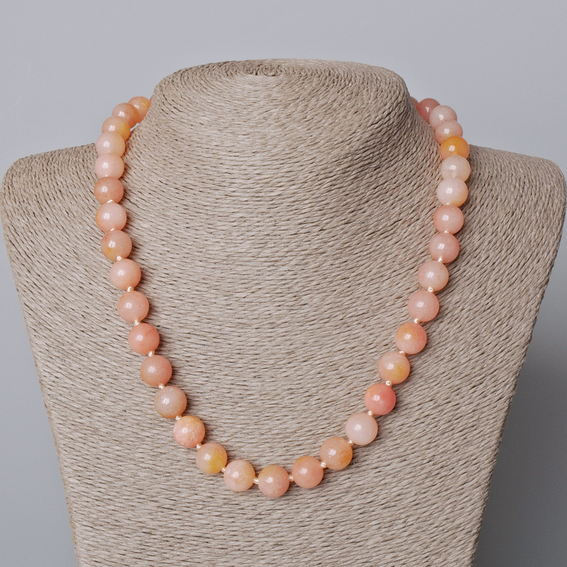 Toned Quartz Necklace, smooth round beads, diameter 10mm+/-, length 45-48cm+