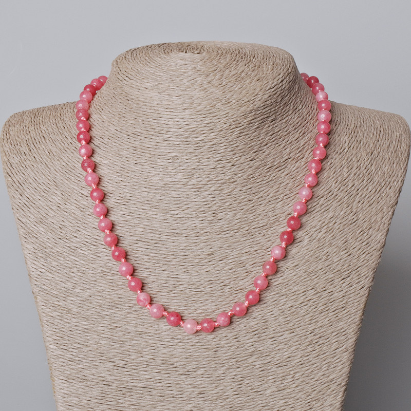Tourmalite Necklace (Artificial), smooth round beads, diameter 6.5mm+/-, length 45-48cm+