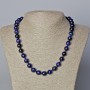 Blue Cat's Eye Necklace, natural stone, smooth round beads, diameter 10mm+/-, length 45-48cm+