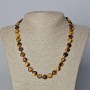 Tiger's Eye Natural Stone Heart Necklace, diameter 10x10x5mm+/-, length 45-47cm+
